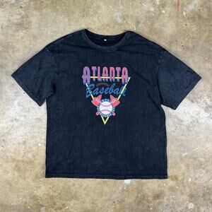 Vintage‑style Atlanta Braves Baseball Tee (Est 1871) Black Size L Retro‎ Graphic